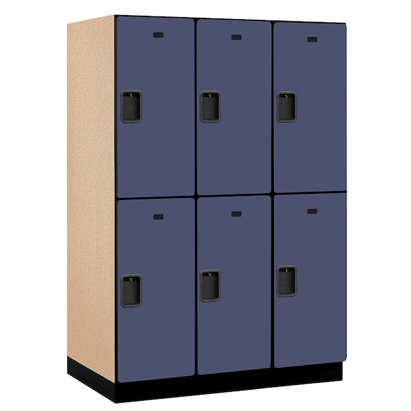 2 Tier Designer Locker, 54"Wx76"Hx24"D, 6 Door, Blue